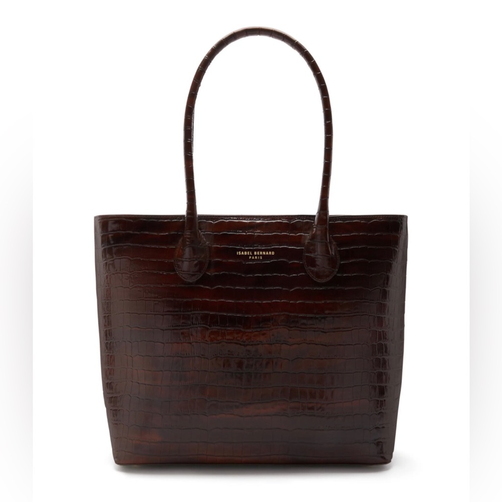 Isabel Bernard Brown Croc-Embossed Tote Bag